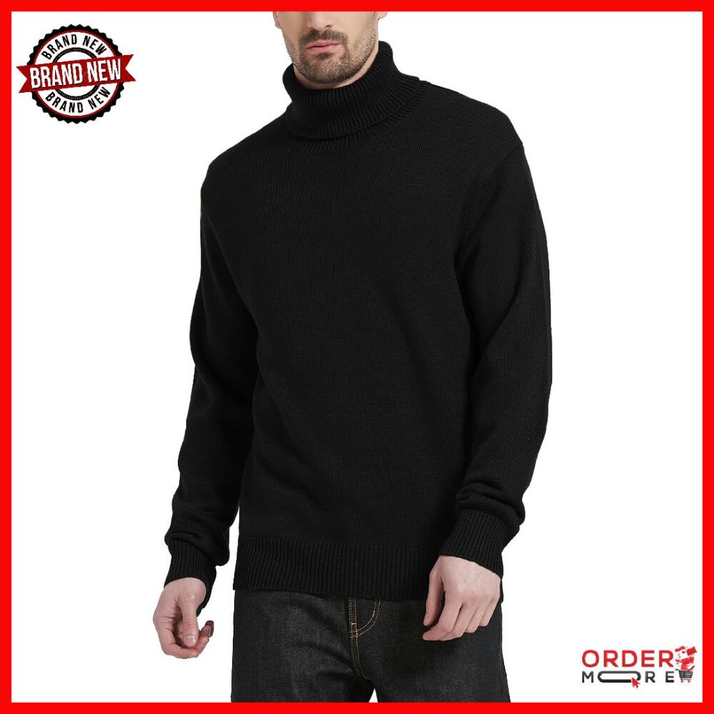 Men's Wool Blend Turtleneck Sweater Mid-Weight Pullover